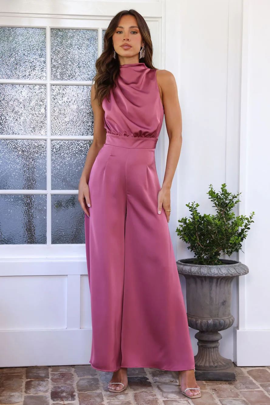 Ready Set Style Satin Jumpsuit Rose sold by Hello Molly product image thumbnail 3