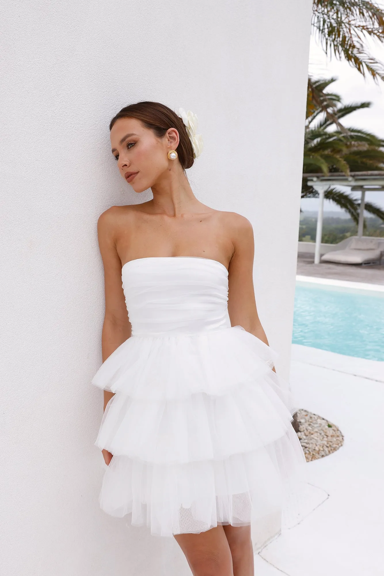 HELLO MOLLY Secret Soirée Tulle Strapless Mini Dress White sold by Hello Molly product image thumbnail 3