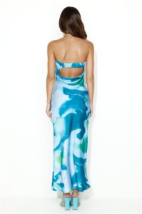 Impressive Girl Strapless Satin Maxi Dress Blue sold by Hello Molly