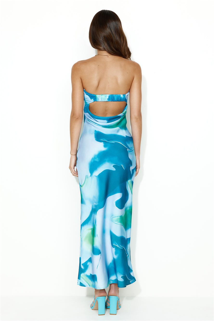 Impressive Girl Strapless Satin Maxi Dress Blue sold by Hello Molly product image thumbnail 4