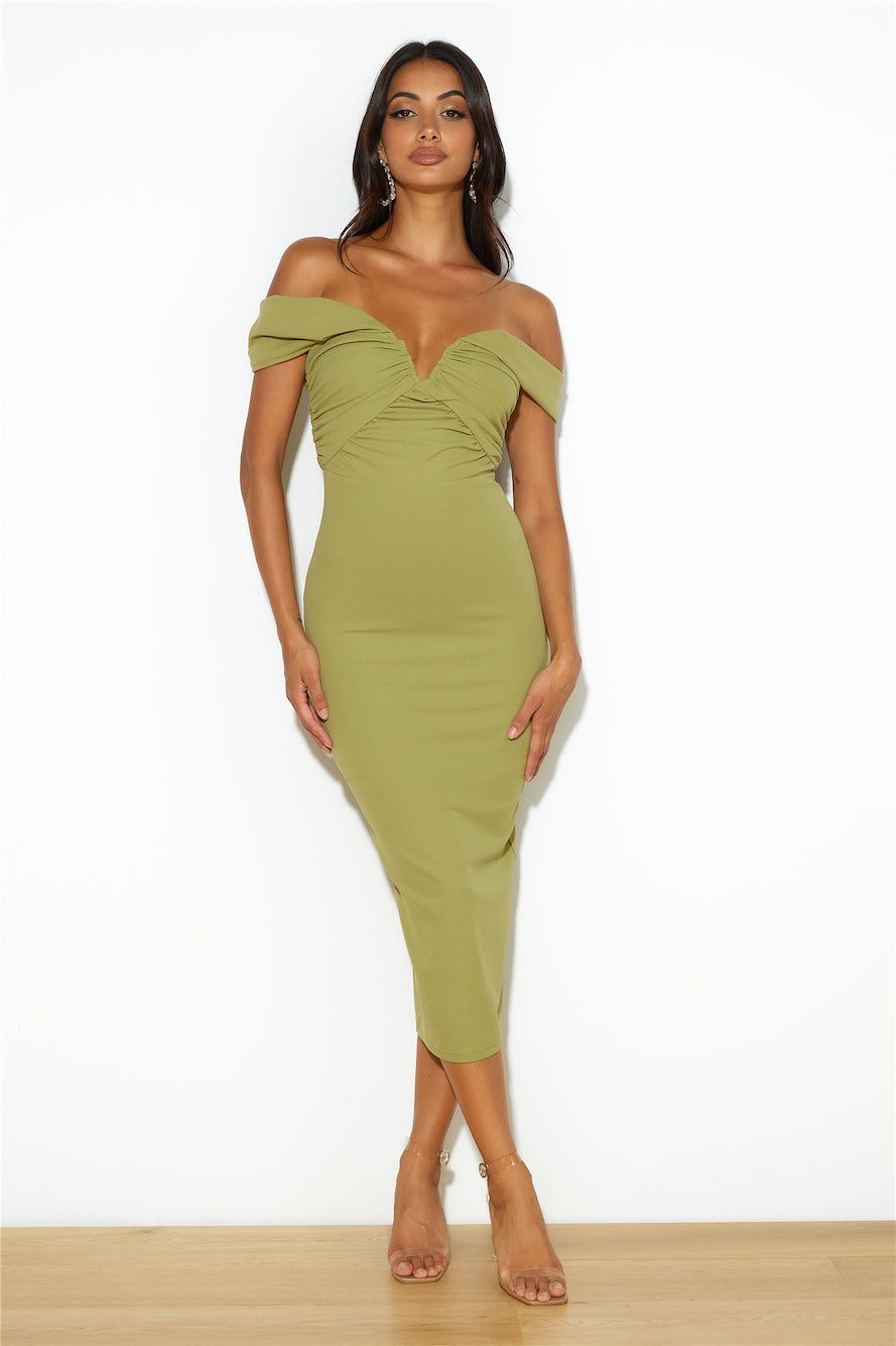 Bring The Style Midi Dress Olive sold by Hello Molly
