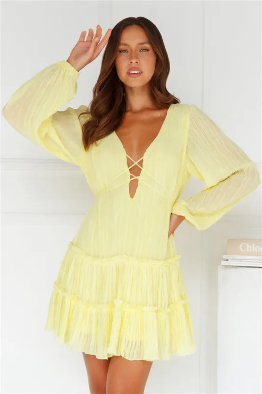 Indira Long Sleeve Mini Dress Yellow sold by Hello Molly