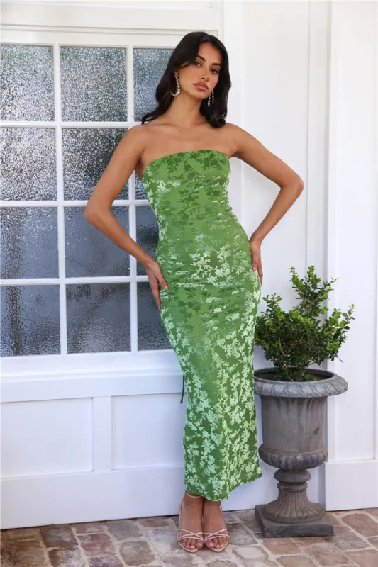 In The Mirror Mesh Midi Dress Green sold by Hello Molly