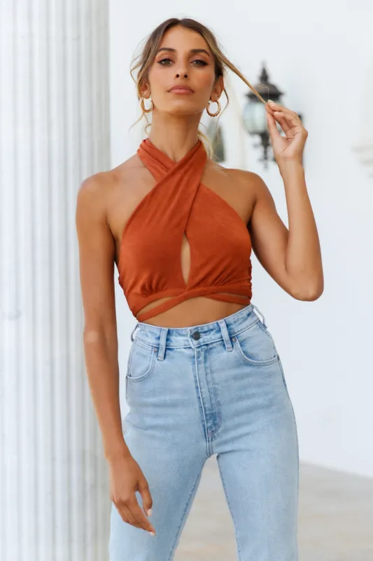 Say Less Crop Rust sold by Hello Molly