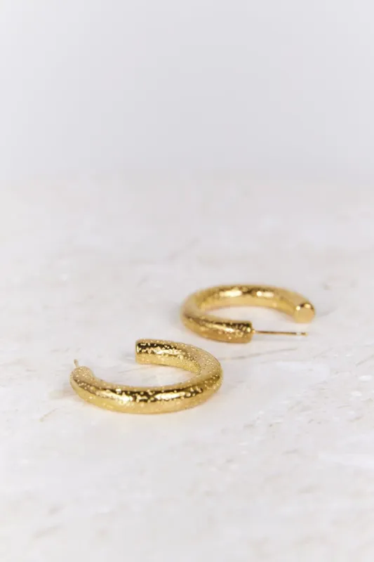 18k Gold Plated Details Hoop Earrings Gold sold by Hello Molly