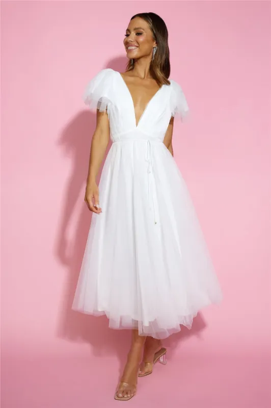 Bells Are Ringing Tulle Midi Dress White sold by Hello Molly