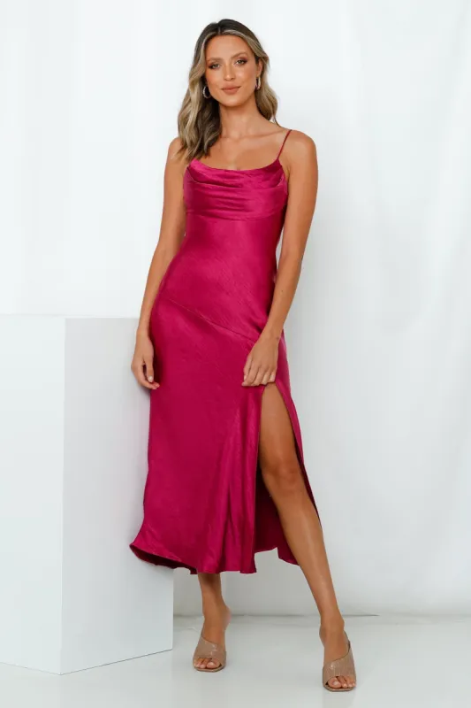 Wanted On The Dance Floor Midi Dress Fuchsia sold by Hello Molly