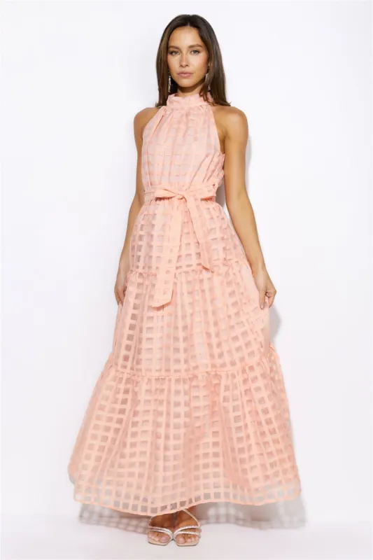 Summertime Picnic Maxi Dress Peach sold by Hello Molly