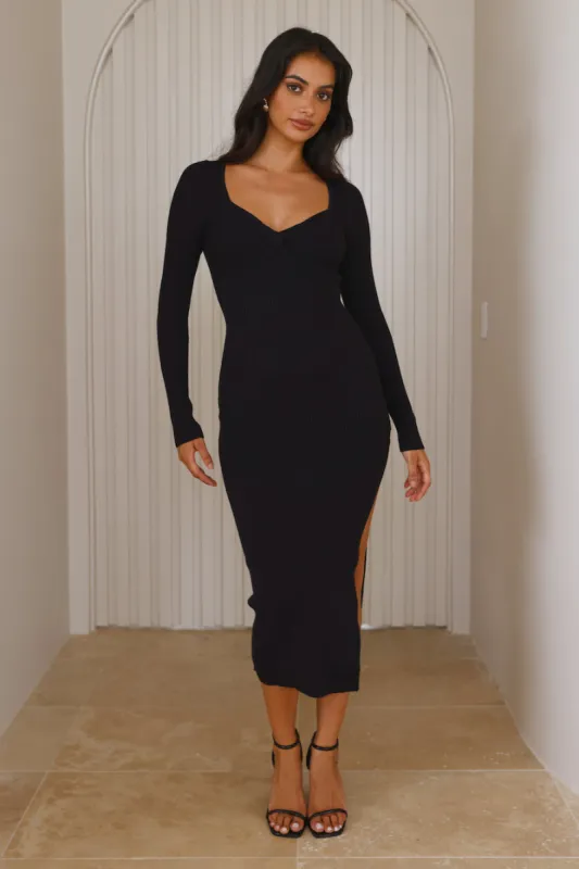 Season Style Ribbed Midi Dress Black sold by Hello Molly