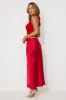 Popping Bottles Satin Mesh Halter Maxi Dress Red sold by Hello Molly