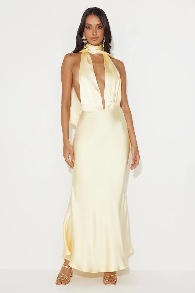 Slip On Class Satin Maxi Dress Yellow sold by Hello Molly product image thumbnail 3