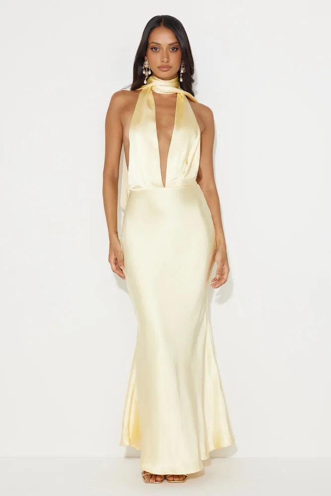 Slip On Class Satin Maxi Dress Yellow sold by Hello Molly