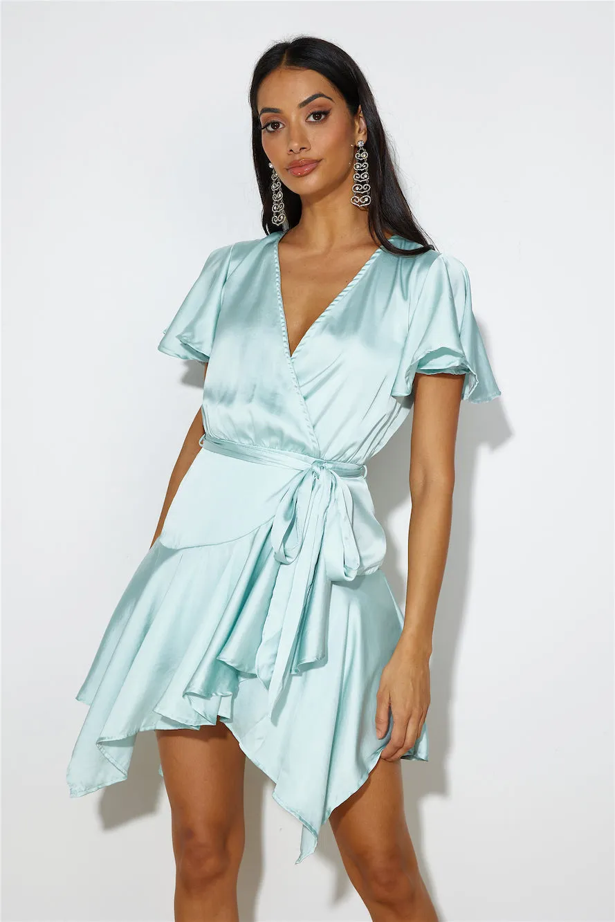 Silk Wrap Mini Dress Green sold by Hello Molly product image thumbnail 3
