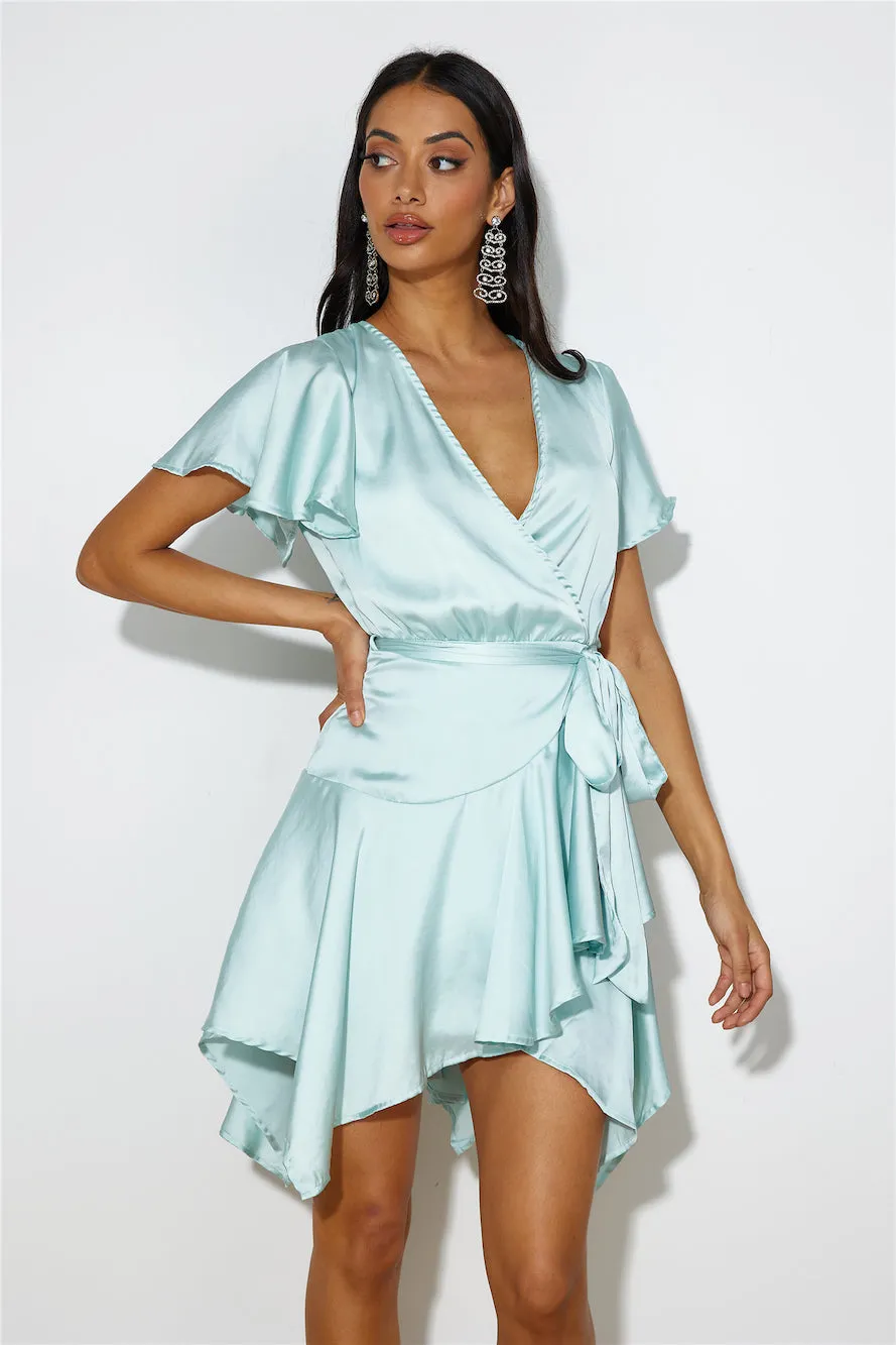 Silk Wrap Mini Dress Green sold by Hello Molly