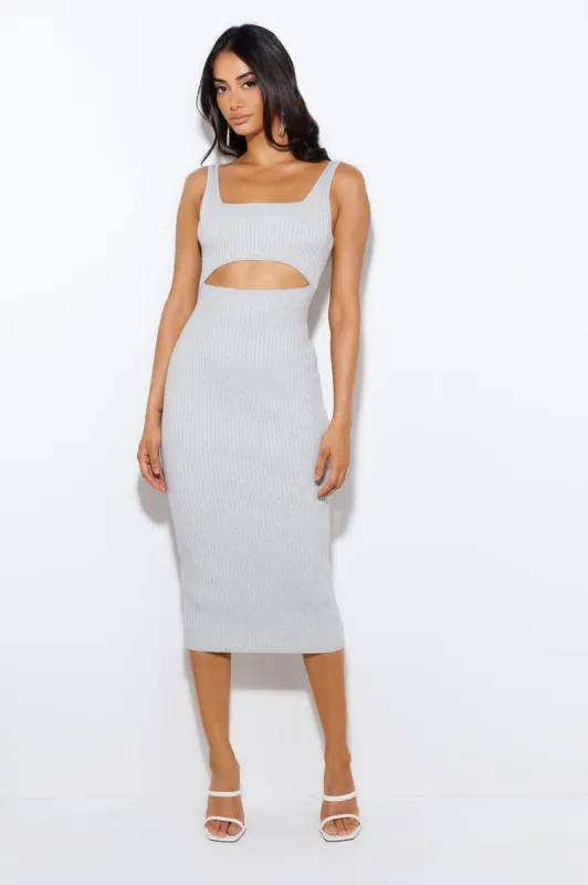 Simple Love Ribbed Midi Dress Grey sold by Hello Molly