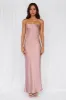 HELLO MOLLY The Felicity Strapless Satin Maxi Dress Dusty Pink sold by Hello Molly