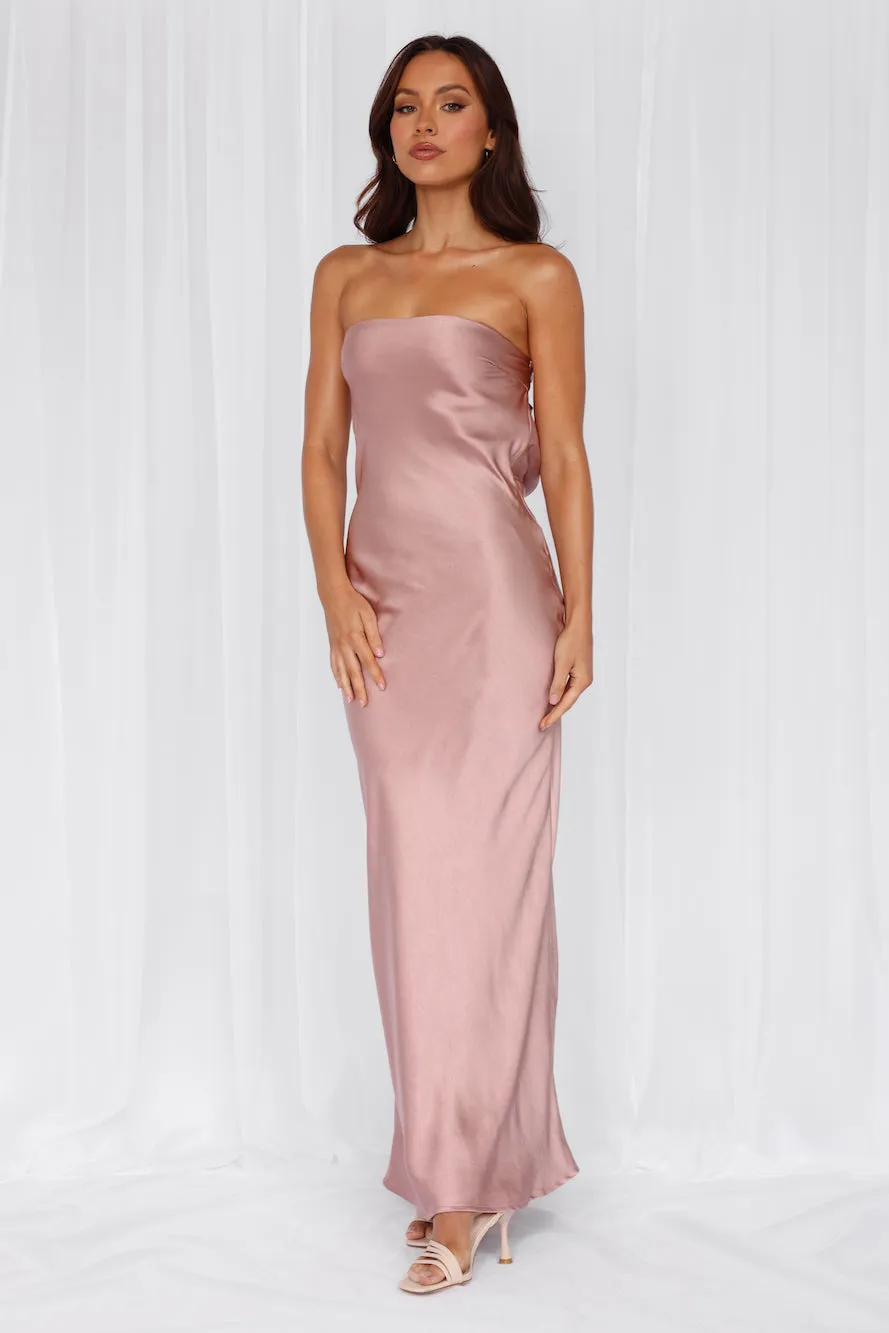 HELLO MOLLY The Felicity Strapless Satin Maxi Dress Dusty Pink sold by Hello Molly product image thumbnail 2