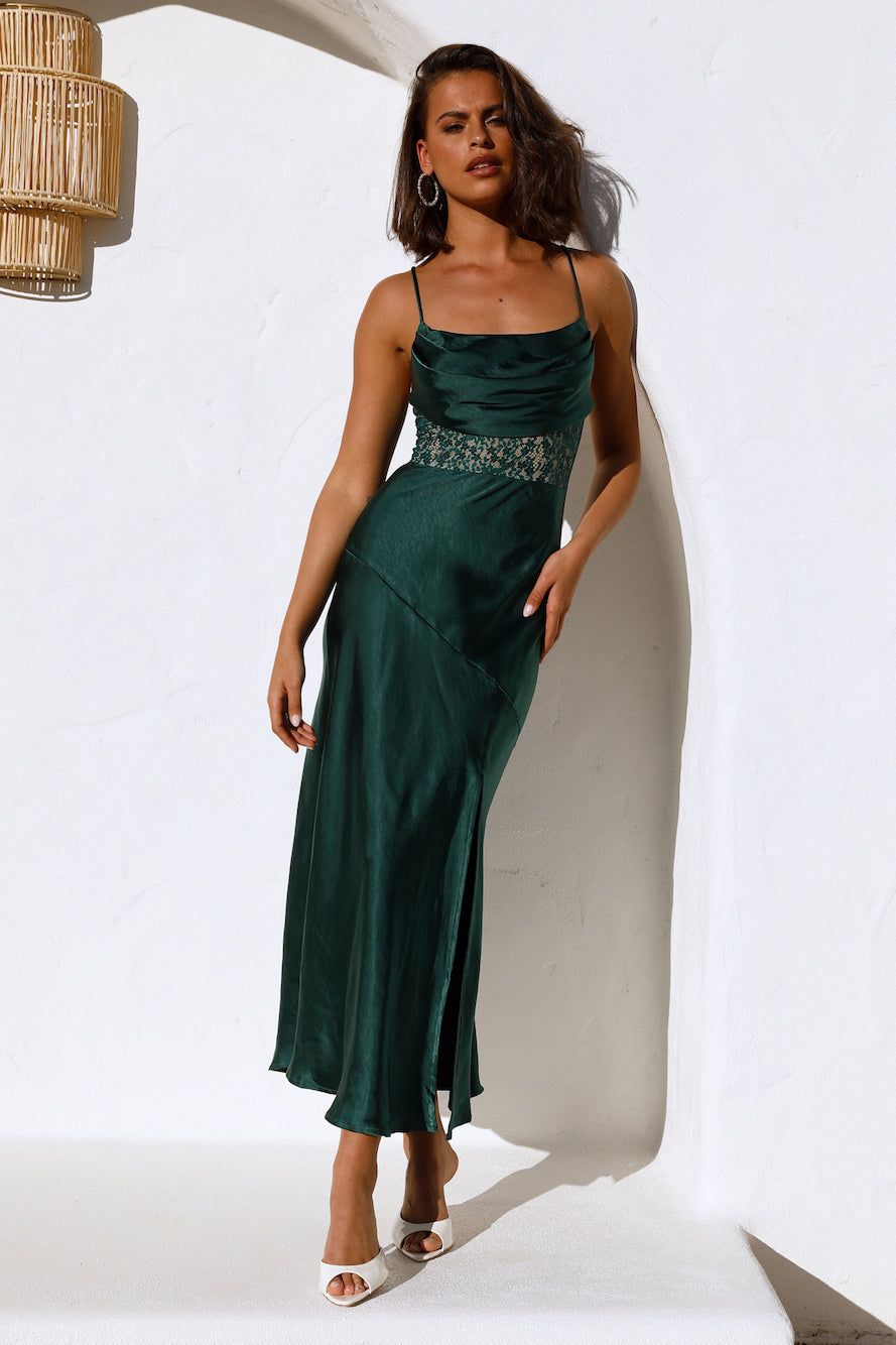 Sipping Waterfalls Satin Midi Dress Green sold by Hello Molly product image thumbnail 3