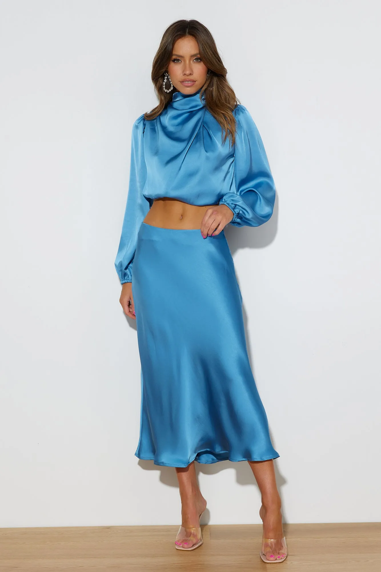 Pretty Guest Midi Skirt Blue sold by Hello Molly product image thumbnail 3