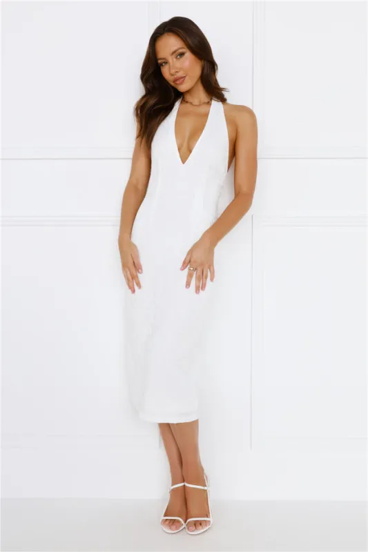 Party Life Halter Midi Dress White sold by Hello Molly