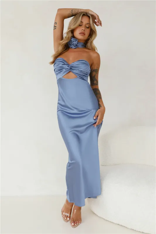 Trend Lover Satin Maxi Dress Blue sold by Hello Molly
