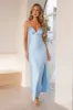 Red Carpet Affair Satin Maxi Dress Blue sold by Hello Molly