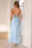 Red Carpet Affair Satin Maxi Dress Blue sold by Hello Molly