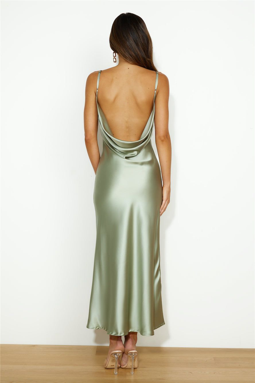 Lavish Love Satin Maxi Dress Green sold by Hello Molly product image thumbnail 5