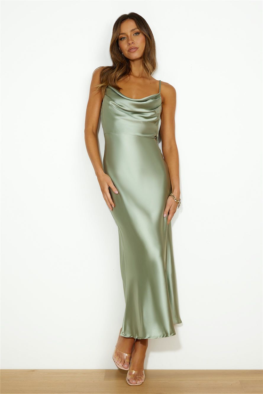 Lavish Love Satin Maxi Dress Green sold by Hello Molly product image thumbnail 3