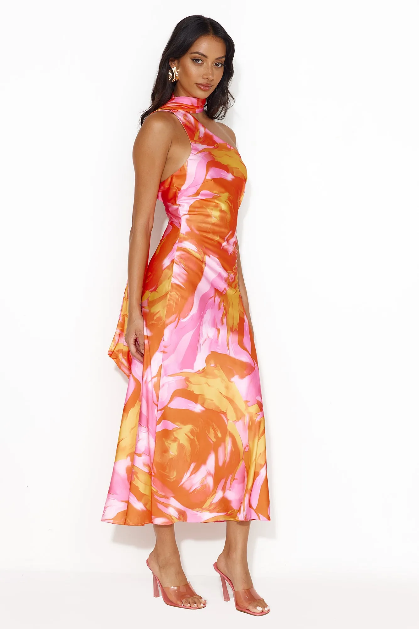 Thought That Counts Satin Maxi Dress Orange sold by Hello Molly product image thumbnail 3