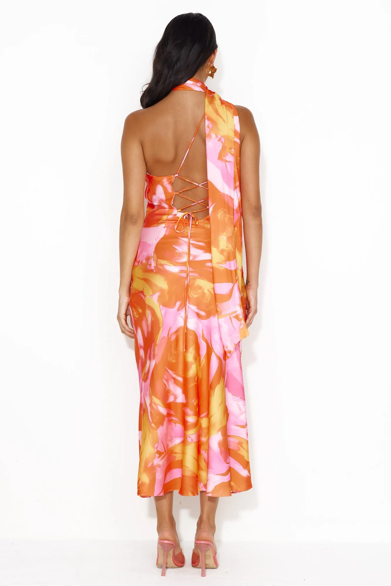 Thought That Counts Satin Maxi Dress Orange sold by Hello Molly product image thumbnail 5