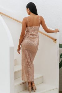 Love Takeover Maxi Dress Gold Sequin sold by Hello Molly