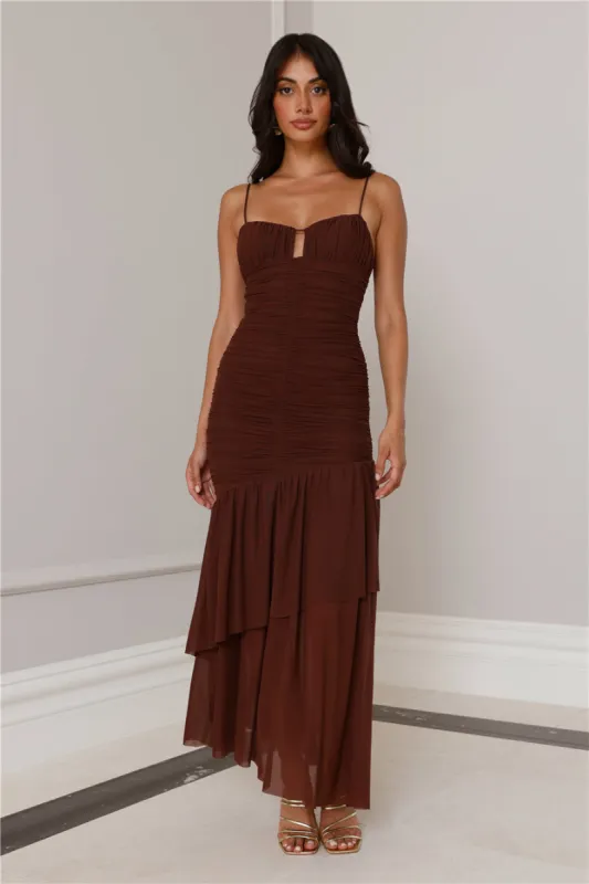 Always The Muse Mesh Maxi Dress Brown sold by Hello Molly