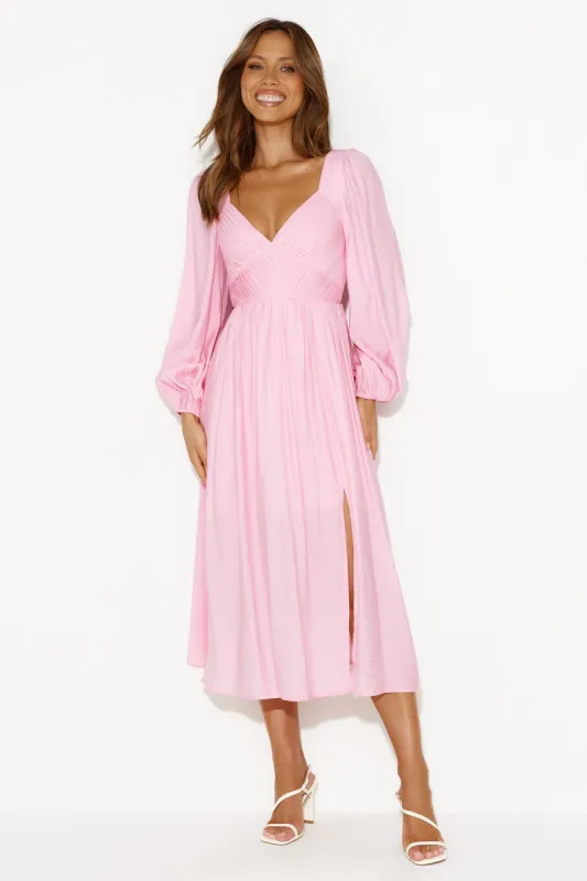 Dancing Deni Long Sleeve Midi Dress Pink sold by Hello Molly