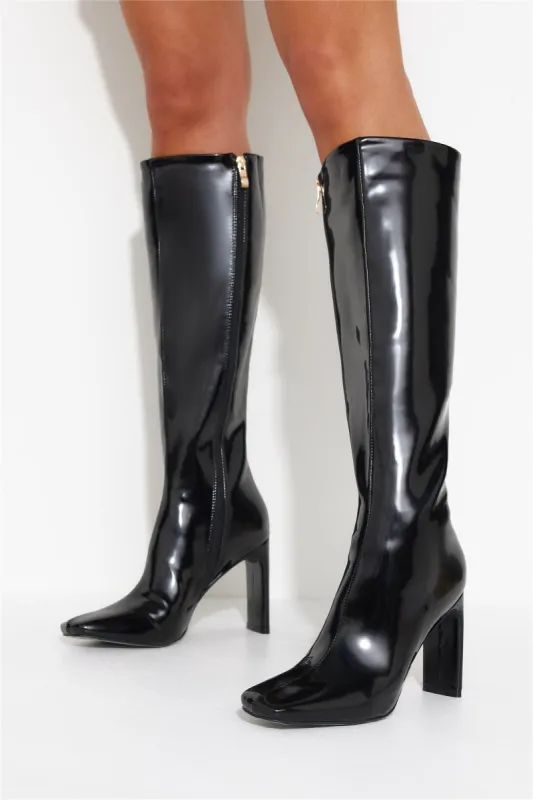 BILLINI Hendrick Boot Black Semi Patent sold by Hello Molly