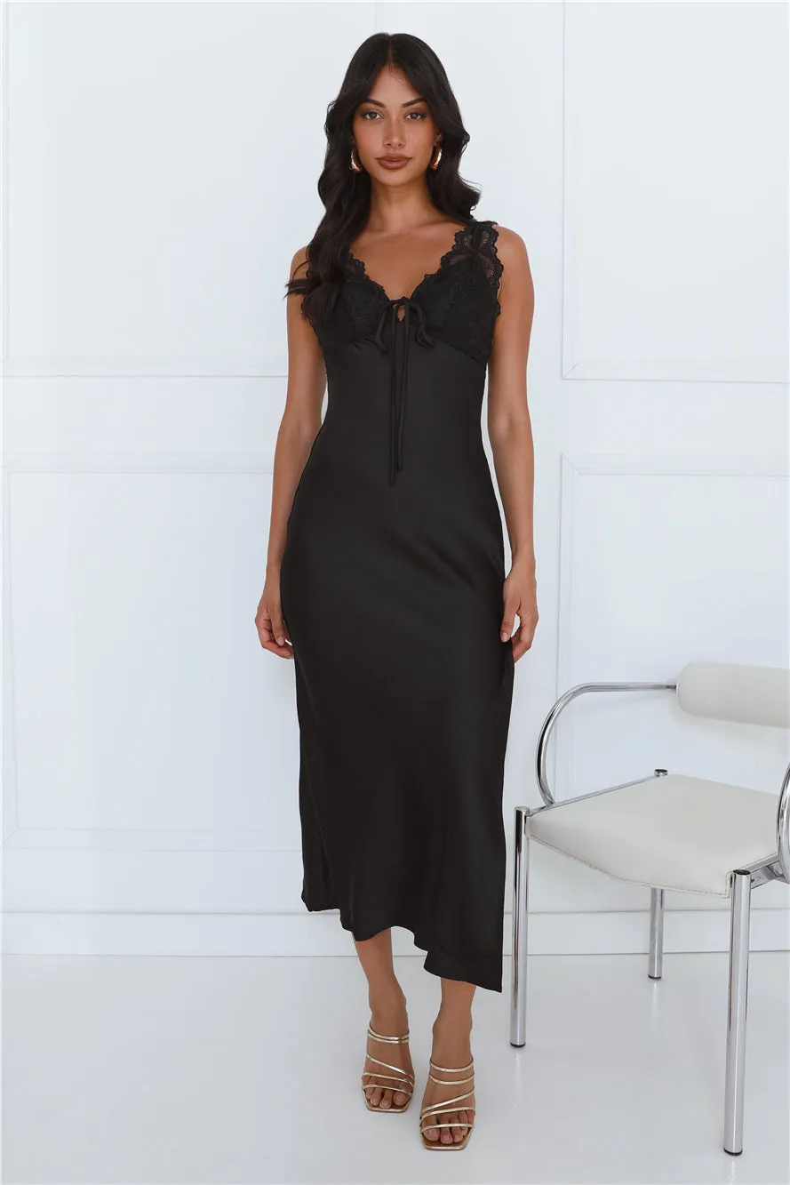 Gorgeous Vision Satin Lace Maxi Dress Black sold by Hello Molly product image thumbnail 3
