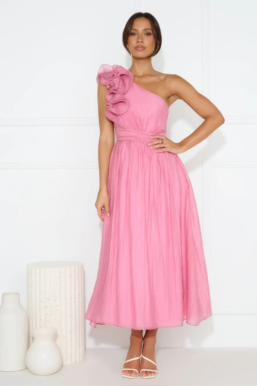 Find Out One Shoulder Midi Dress Pink sold by Hello Molly product image thumbnail 2