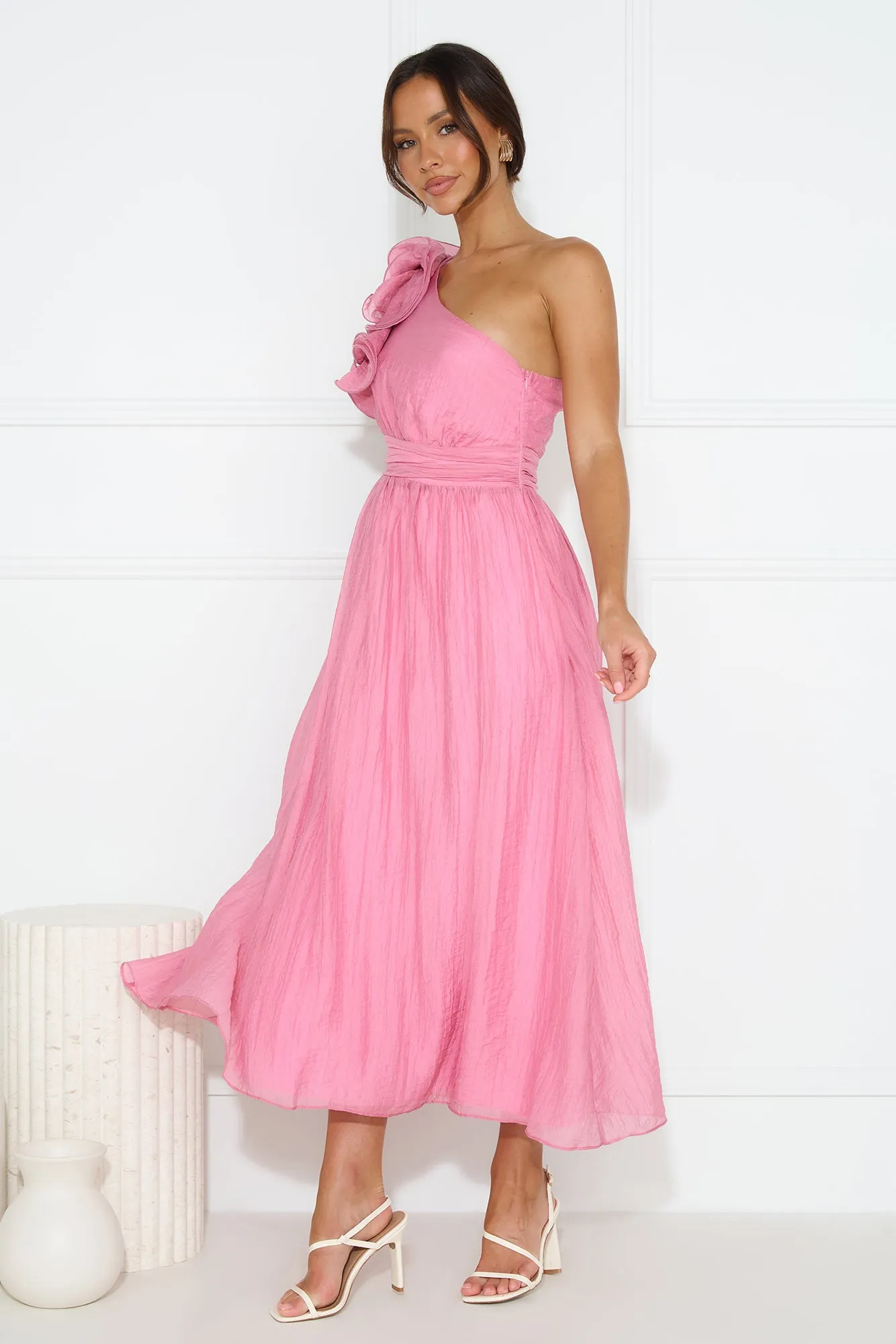 Find Out One Shoulder Midi Dress Pink sold by Hello Molly product image thumbnail 5