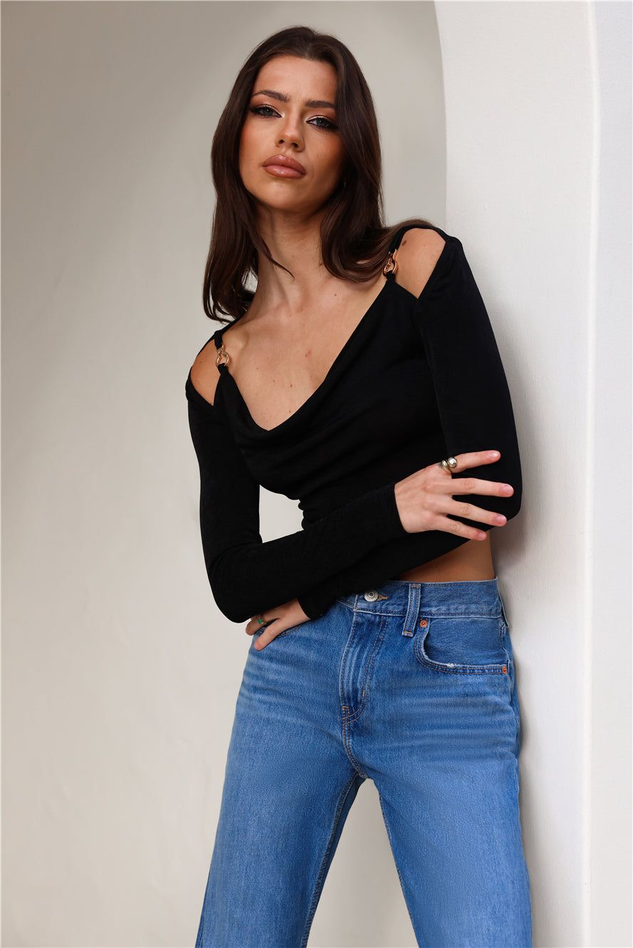 Influence Us Long Sleeve Crop Top Black sold by Hello Molly product image thumbnail 4