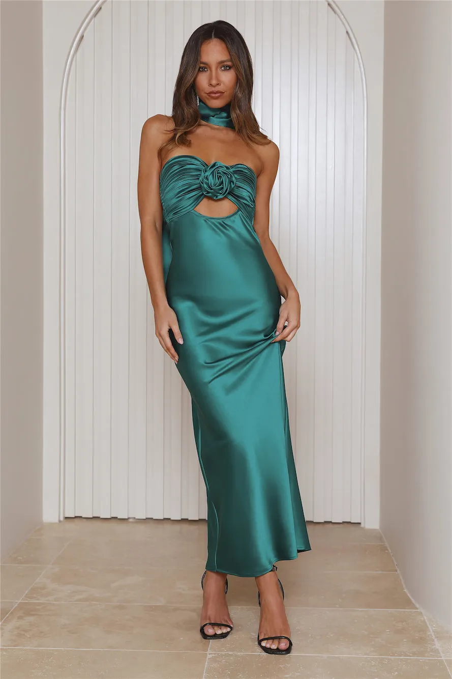 Trend Lover Satin Maxi Dress Emerald sold by Hello Molly product image thumbnail 2