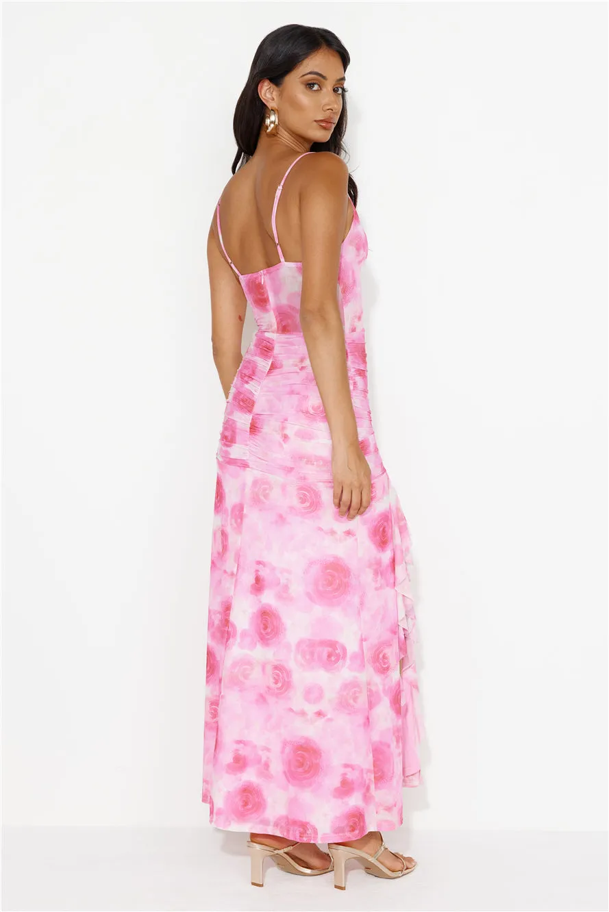 Dj's Music Mesh Frill Maxi Dress Pink sold by Hello Molly product image thumbnail 4