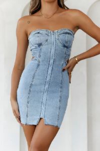 Made To Look Denim Mini Dress Denim sold by Hello Molly
