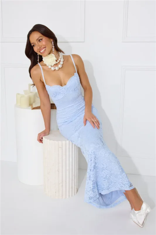 Soft Sweet Lace Maxi Dress Blue sold by Hello Molly