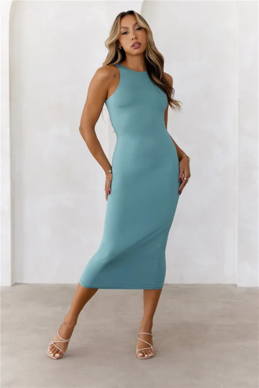 HELLO MOLLY BASE Repeat After Me Midi Dress Teal sold by Hello Molly