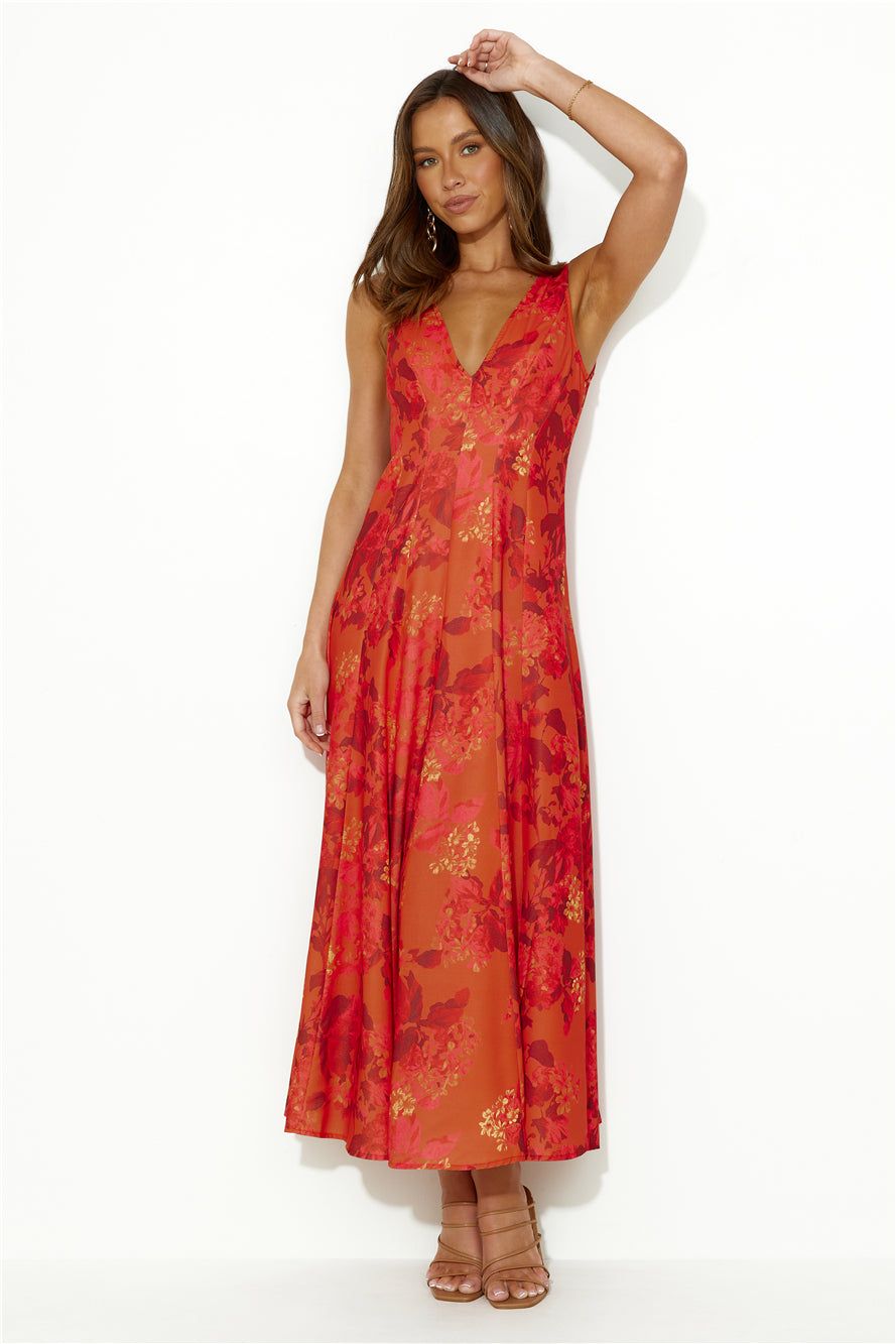 Perfectly Swaying Midi Dress Red sold by Hello Molly