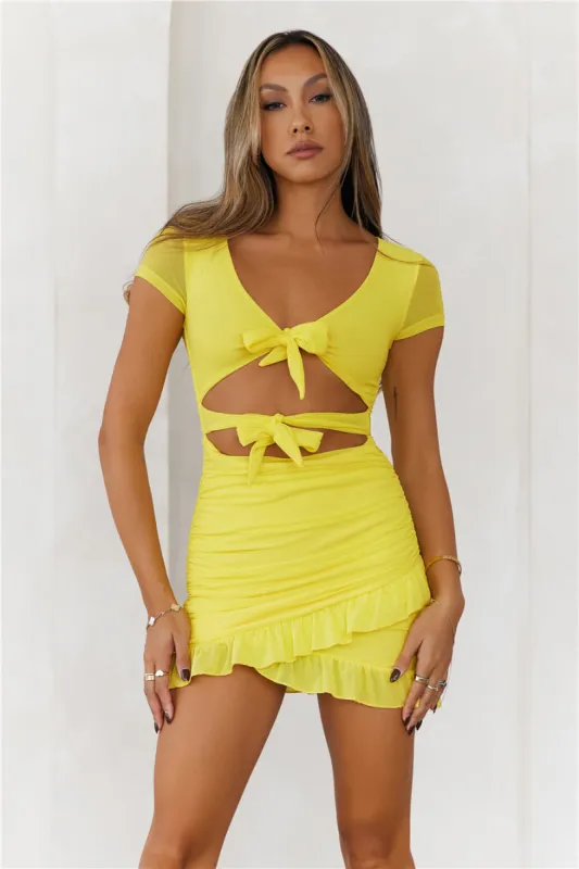 HELLO MOLLY Made In Paradise Mini Dress Yellow sold by Hello Molly