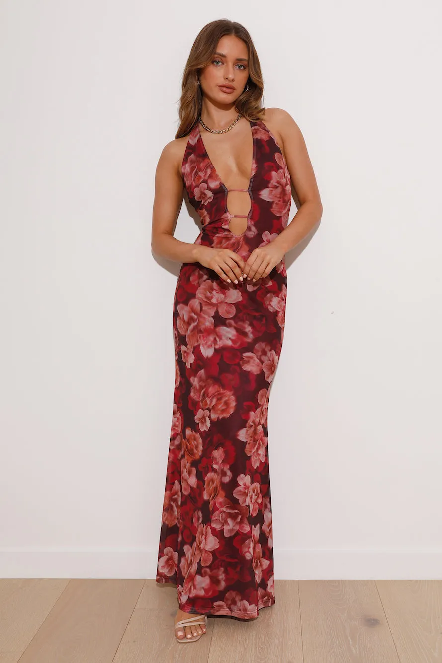 RUNAWAY Evalina Maxi Dress Wine Floral sold by Hello Molly product image thumbnail 2