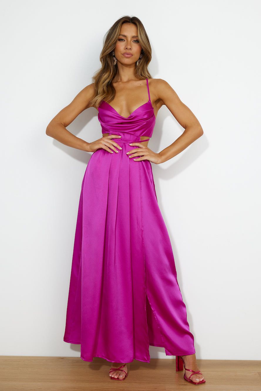 Early Mornings Satin Maxi Dress Purple sold by Hello Molly product image thumbnail 3