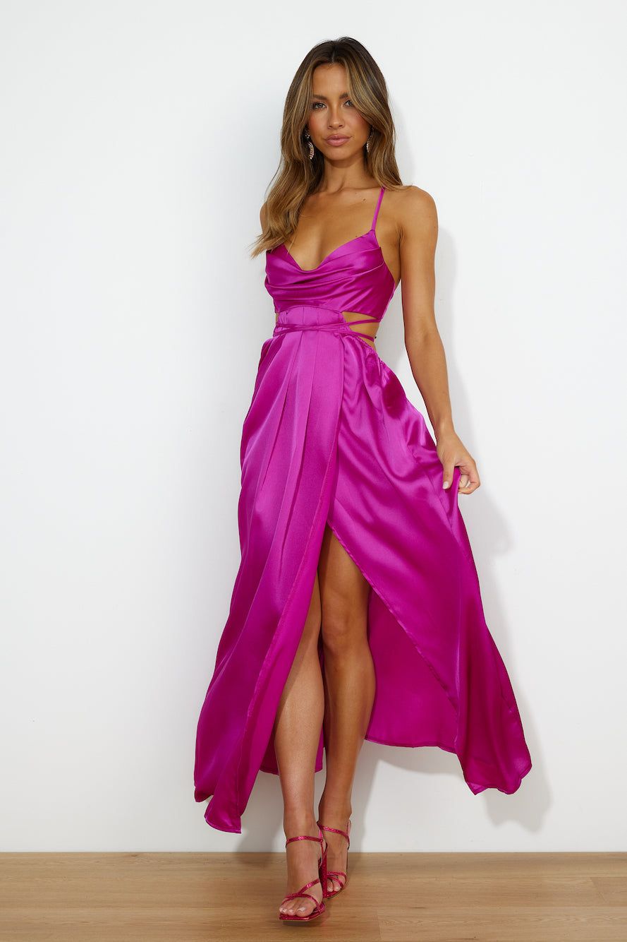Early Mornings Satin Maxi Dress Purple sold by Hello Molly product image thumbnail 2