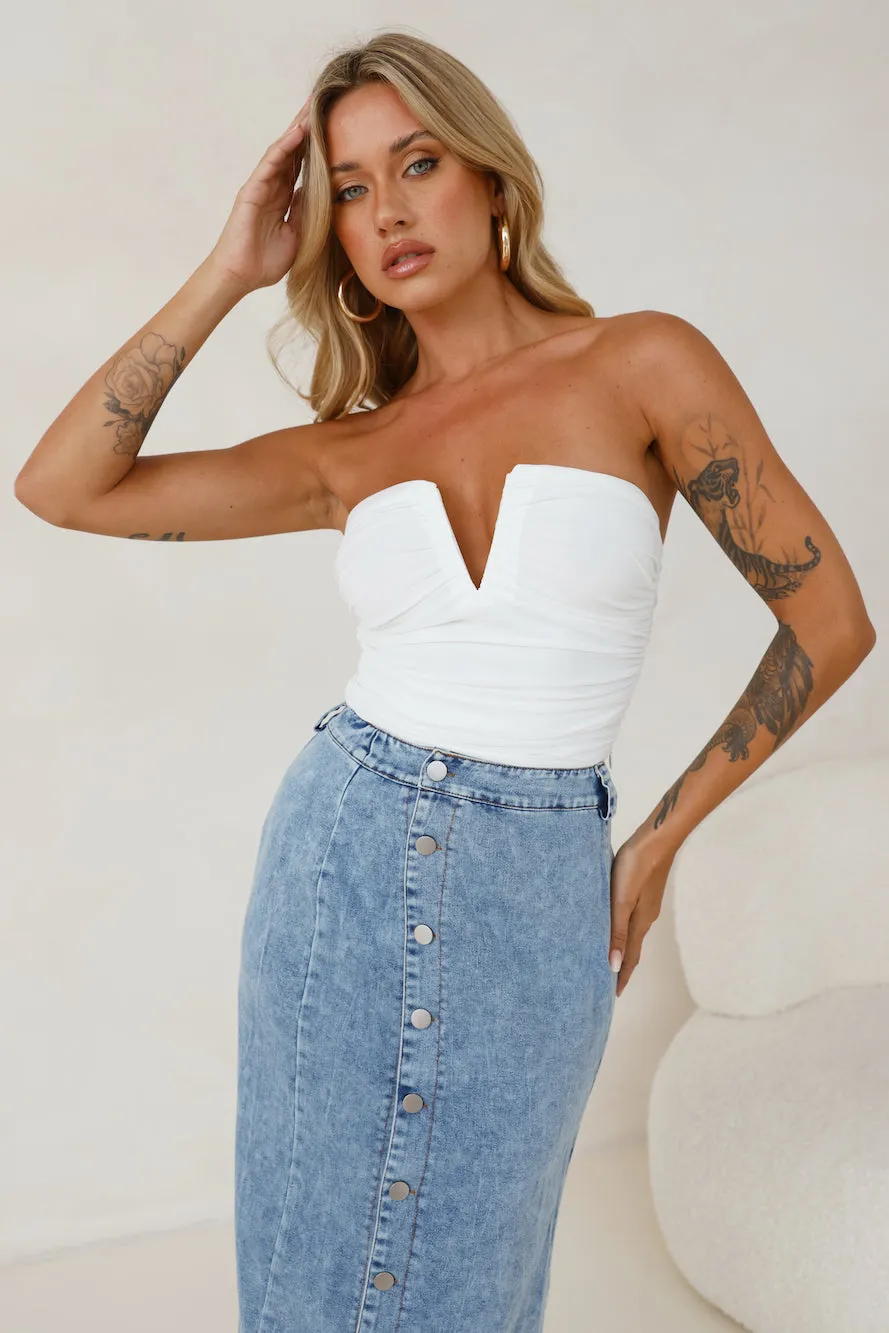 Hot Date Night Strapless Mesh Crop Top White sold by Hello Molly product image thumbnail 4